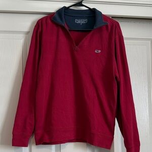 Vineyard Vines Red and Navy Quarter-Zip Pullover